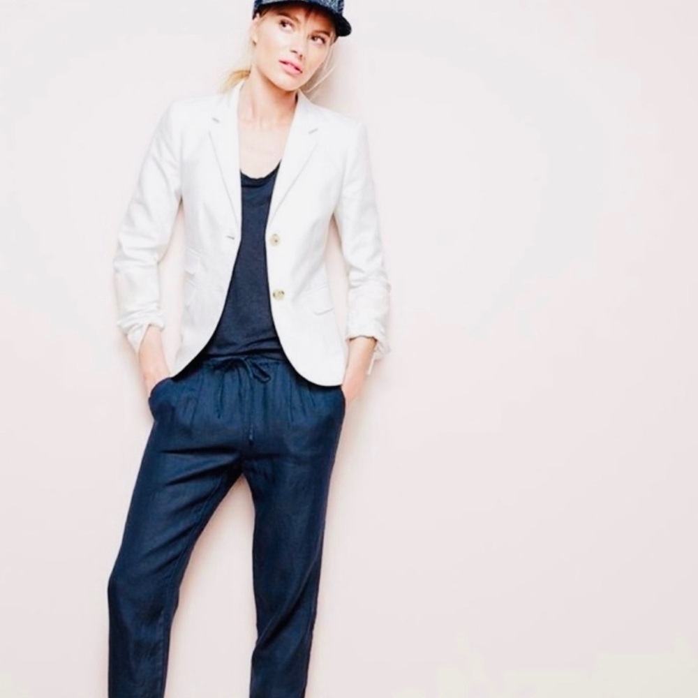 J Crew Linen Schoolboy Blazer